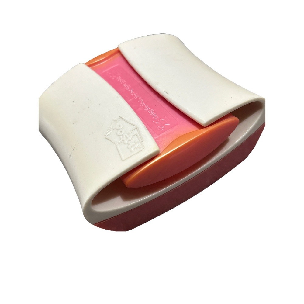 Vintage Post-It PopUp Sticky Note Dispenser PRO330 White Pink HeavyDuty Weighted - Picture 3 of 5